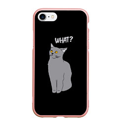 Чехол iPhone 7/8 матовый What cat, цвет: 3D-светло-розовый