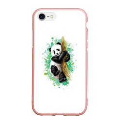 Чехол iPhone 7/8 матовый Панда, цвет: 3D-светло-розовый