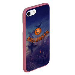 Чехол iPhone 7/8 матовый Halloween Pumpkin, цвет: 3D-малиновый — фото 2