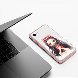 Чехол iPhone 7/8 матовый Nezuko, цвет: 3D-светло-розовый — фото 2