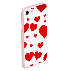 Чехол iPhone 7/8 матовый Сердечки, цвет: 3D-светло-розовый — фото 2
