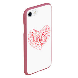 Чехол iPhone 7/8 матовый Сердце для любимой, цвет: 3D-малиновый — фото 2