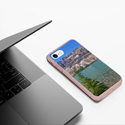 Чехол iPhone 7/8 матовый Горное озеро, цвет: 3D-светло-розовый — фото 2