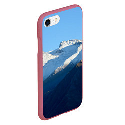 Чехол iPhone 7/8 матовый Снежные горы, цвет: 3D-малиновый — фото 2