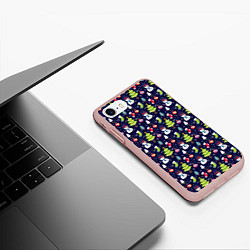 Чехол iPhone 7/8 матовый Новогодний фон, цвет: 3D-светло-розовый — фото 2