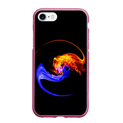 Чехол iPhone 7/8 матовый Две стихии, цвет: 3D-малиновый