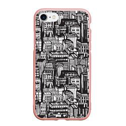 Чехол iPhone 7/8 матовый Бесконечный город, цвет: 3D-светло-розовый