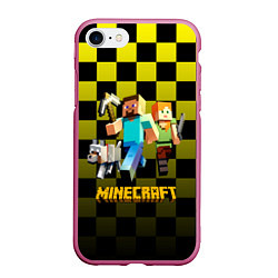Чехол iPhone 7/8 матовый Minecraft S, цвет: 3D-малиновый