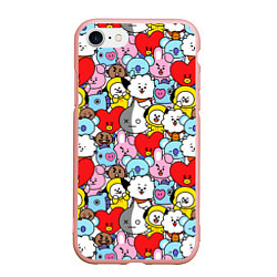 Чехол iPhone 7/8 матовый BT21 BTS, цвет: 3D-светло-розовый