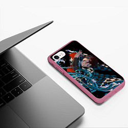 Чехол iPhone 7/8 матовый КЛИНОК РАССЕКАЮЩИЙ ДЕМОНОВ, цвет: 3D-малиновый — фото 2