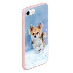 Чехол iPhone 7/8 матовый Чихуахуа в снегу, цвет: 3D-светло-розовый — фото 2