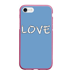 Чехол iPhone 7/8 матовый LOVE, цвет: 3D-малиновый