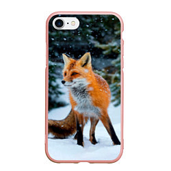 Чехол iPhone 7/8 матовый Лиса в зимнем лесу
