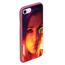 Чехол iPhone 7/8 матовый CYBERPUNK 2077 S, цвет: 3D-малиновый — фото 2