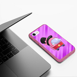 Чехол iPhone 7/8 матовый AMONG US - В шляпке, цвет: 3D-малиновый — фото 2