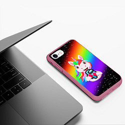 Чехол iPhone 7/8 матовый AMONG US - С ЕДИНОРОГОМ, цвет: 3D-малиновый — фото 2
