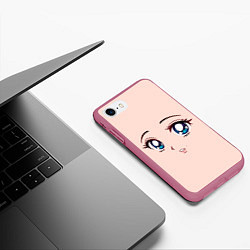 Чехол iPhone 7/8 матовый Surprised anime face, цвет: 3D-малиновый — фото 2