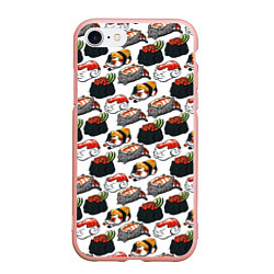 Чехол iPhone 7/8 матовый Котики Суши, цвет: 3D-светло-розовый