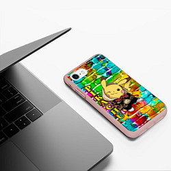 Чехол iPhone 7/8 матовый Pikachu, цвет: 3D-светло-розовый — фото 2