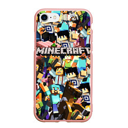 Чехол iPhone 7/8 матовый MINECRAFT, цвет: 3D-светло-розовый