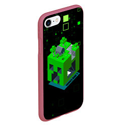 Чехол iPhone 7/8 матовый Minecraft, цвет: 3D-малиновый — фото 2