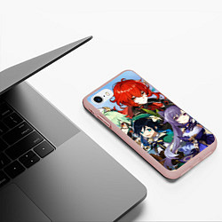 Чехол iPhone 7/8 матовый Персонажи Genshin Impact, цвет: 3D-светло-розовый — фото 2