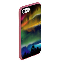 Чехол iPhone 7/8 матовый Северное сияние, цвет: 3D-малиновый — фото 2