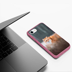 Чехол iPhone 7/8 матовый Лиса, цвет: 3D-малиновый — фото 2