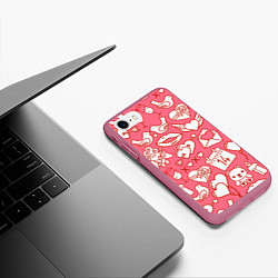 Чехол iPhone 7/8 матовый Valentines Pattern, цвет: 3D-малиновый — фото 2