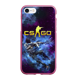 Чехол iPhone 7/8 матовый CS GO Blue smoke, цвет: 3D-малиновый