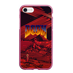 Чехол iPhone 7/8 матовый DOOM ДУМ S, цвет: 3D-малиновый