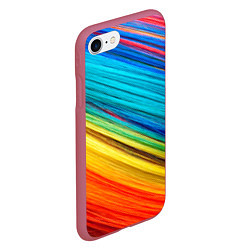 Чехол iPhone 7/8 матовый Цветной мех диагональ, цвет: 3D-малиновый — фото 2