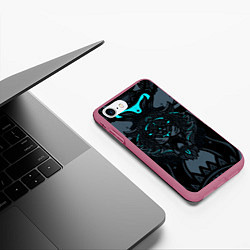 Чехол iPhone 7/8 матовый Рисунок тигр, цвет: 3D-малиновый — фото 2