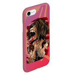 Чехол iPhone 7/8 матовый Attack on titan Атака титан, цвет: 3D-малиновый — фото 2