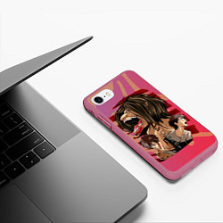 Чехол iPhone 7/8 матовый Attack on titan Атака титан, цвет: 3D-малиновый — фото 2