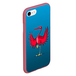 Чехол iPhone 7/8 матовый Красный журавль, цвет: 3D-малиновый — фото 2