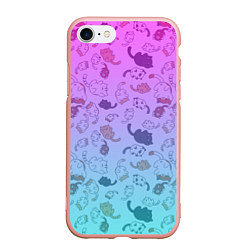 Чехол iPhone 7/8 матовый Котики в полете, цвет: 3D-светло-розовый
