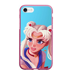Чехол iPhone 7/8 матовый Sailor Moon Сейлор Мун, цвет: 3D-малиновый