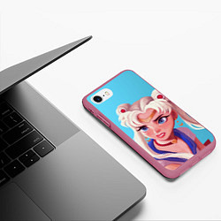 Чехол iPhone 7/8 матовый Sailor Moon Сейлор Мун, цвет: 3D-малиновый — фото 2