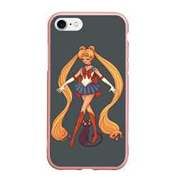 Чехол iPhone 7/8 матовый Sailor Moon Сейлор Мун, цвет: 3D-светло-розовый