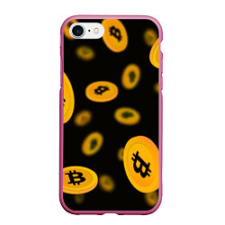 Чехол iPhone 7/8 матовый БИТКОИН BITCOIN, цвет: 3D-малиновый