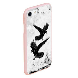 Чехол iPhone 7/8 матовый Gothic crows, цвет: 3D-светло-розовый — фото 2