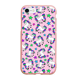 Чехол iPhone 7/8 матовый Единороги и звезды, цвет: 3D-светло-розовый