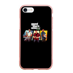 Чехол iPhone 7/8 матовый Grand Theft Auto V персонажи