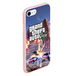 Чехол iPhone 7/8 матовый ЭКШЕН Grand Theft Auto V, цвет: 3D-светло-розовый — фото 2