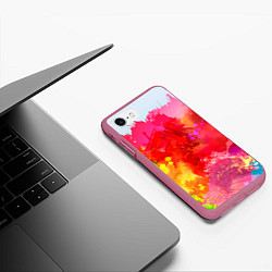 Чехол iPhone 7/8 матовый Брызги краски, цвет: 3D-малиновый — фото 2