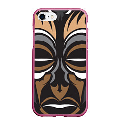 Чехол iPhone 7/8 матовый Лицо в Полинезийском стиле, цвет: 3D-малиновый