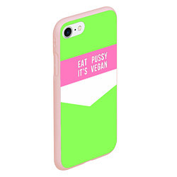 Чехол iPhone 7/8 матовый Eat pussy Its vegan, цвет: 3D-светло-розовый — фото 2