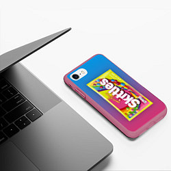 Чехол iPhone 7/8 матовый Skittles Желтый, цвет: 3D-малиновый — фото 2