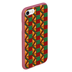 Чехол iPhone 7/8 матовый Узор коренных индейцев америки, цвет: 3D-малиновый — фото 2